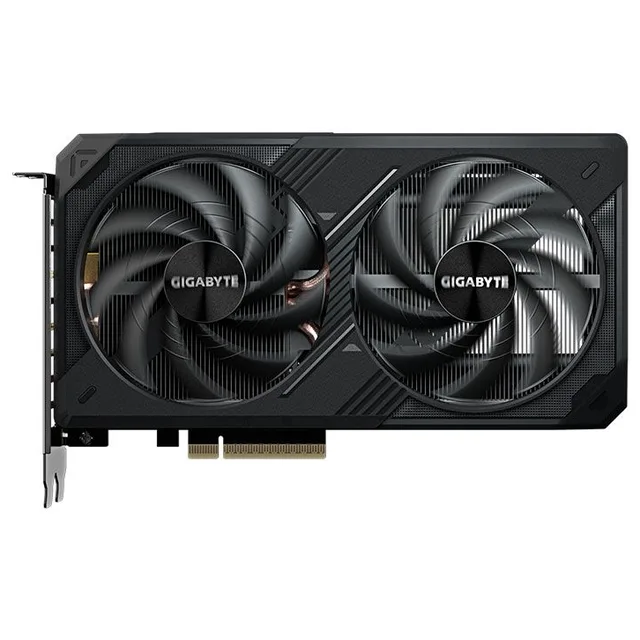 Placa de vídeo Gigabyte GeForce RTX 5060 Ti WINDFORCE 8G, 8 GB, vista frontal das ventoinhas