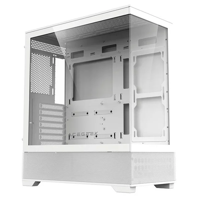 Gabinete Acegeek Cruiser L460, branco, vista frontal e lateral