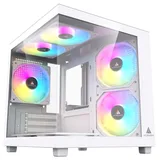 Gabinete Acegeek Tide na cor branco, vista frontal e lateral