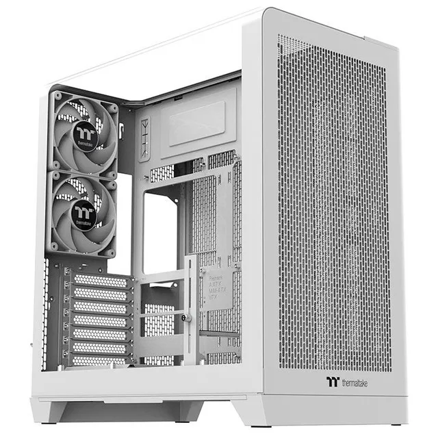 Gabinete Thermaltake View 390 AIR Snow, branco, vista frontal e lateral