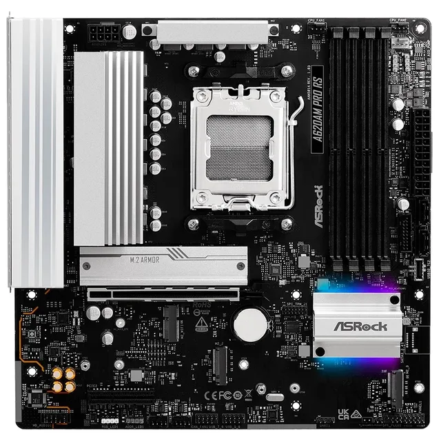 Placa-mãe ASRock A620AM Pro RS, vista frontal, sem perspectiva