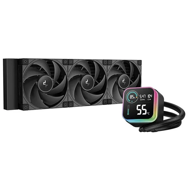 Cooler DeepCool LQ360 ULTRA, vista em perspectiva.