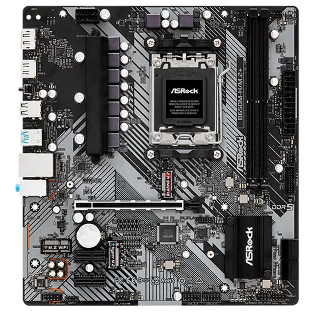 Placa-mãe ASRock B650M-H/M.2+, vista frontal, sem perspectiva
