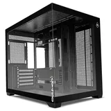 Gabinete Mancer CV450 preto, vista frontal e lateral