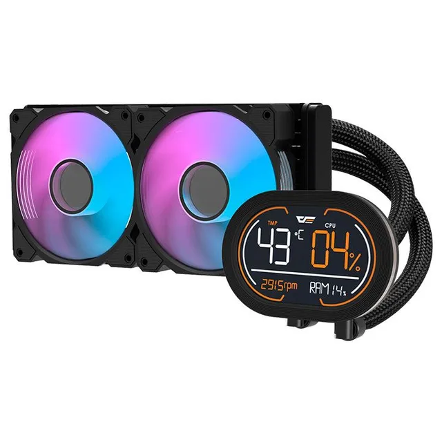 Cooler Aigo Darkflash DH240D, preto, vista em perspectiva.