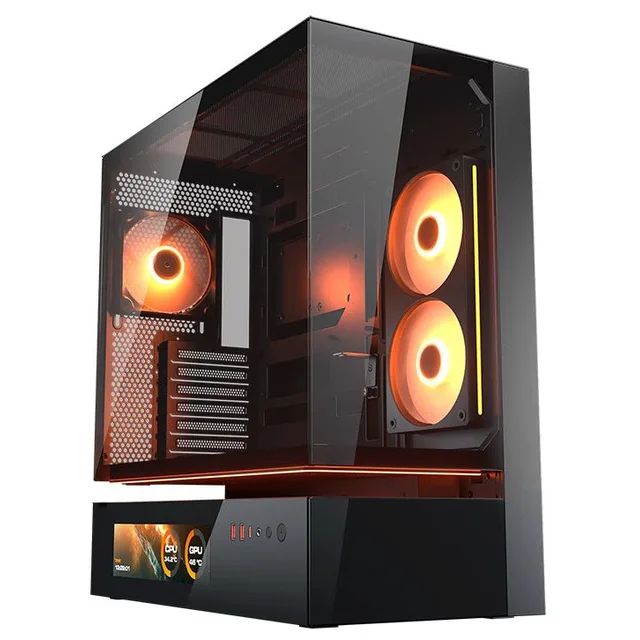 Gabinete Cougar CFV235 Vision, preto, vista frontal e lateral