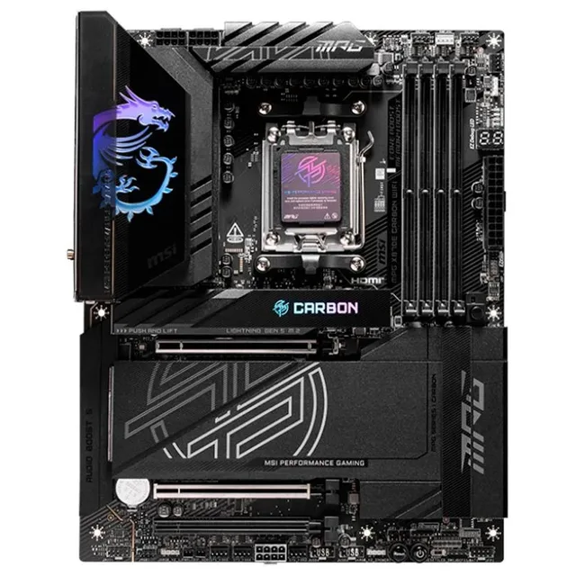 Placa-mãe MSI MPG X870E CARBON WIFI, vista frontal, sem perspectiva