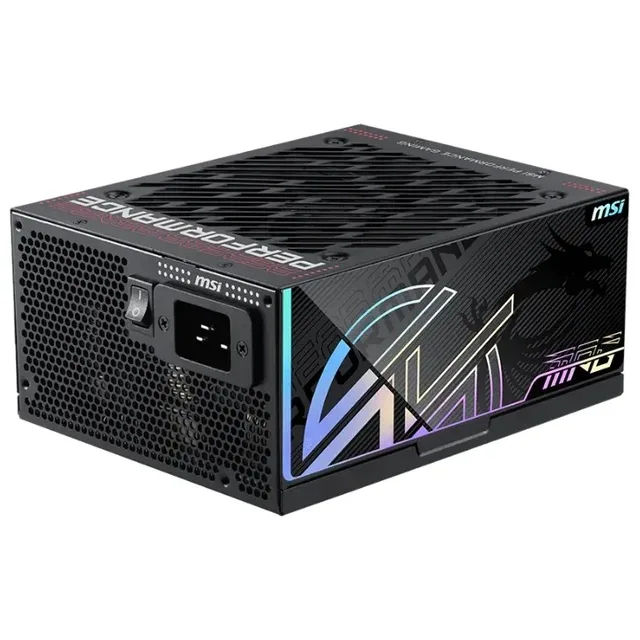 MSI MPG Ai1600TS PCIE5 1600 W, vista em perspectiva