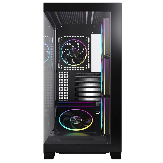 Gabinete Acegeek Nebula, preto, vista frontal e lateral