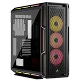 Gabinete Corsair Icue Link 5000T LX na cor preto, vista frontal e lateral