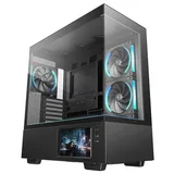 Gabinete DeepCool CH690 LCD, preto, vista frontal e lateral