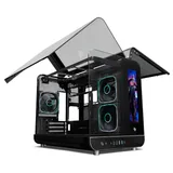 Gabinete Pichau Ikaros na cor preto, vista frontal e lateral