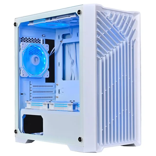 Gabinete Rise Mode X1 White, vista frontal e lateral