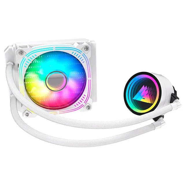 Cooler Acegeek ABYSS A120, branco, vista em perspectiva.