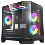 Gabinete Acegeek Vista na cor preto, vista frontal e lateral