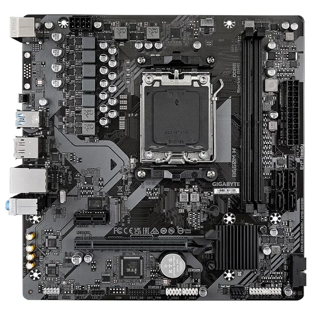 Placa-mãe Gigabyte B650M H, vista frontal, sem perspectiva