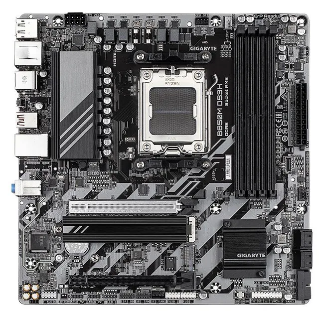 Placa-mãe Gigabyte B850M DS3H, vista frontal