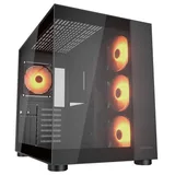 Gabinete Cougar FV150 na cor preto, vista frontal e lateral