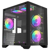 Gabinete Aigo C270 preto, vista frontal e lateral
