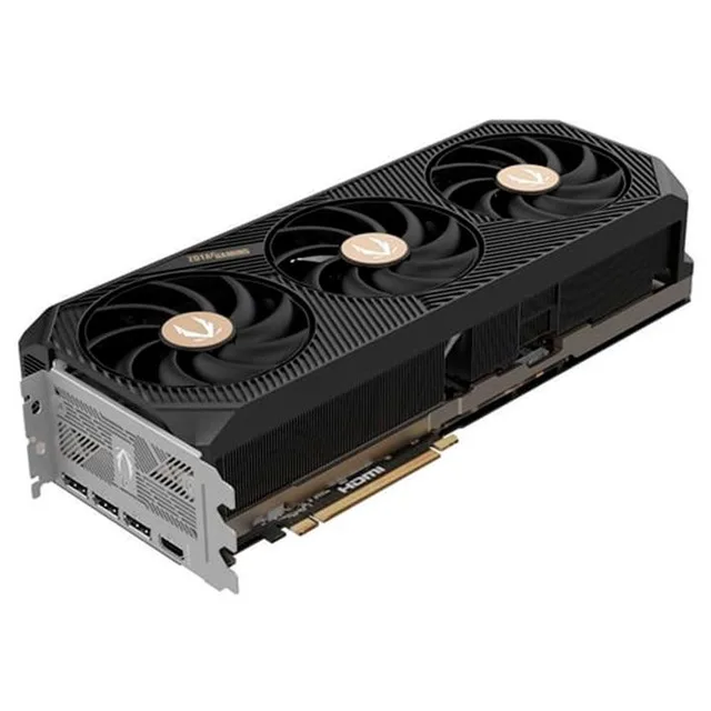Placa de vídeo Zotac GeForce RTX 5090 Solid OC, 32 GB, vista frontal das ventoinhas