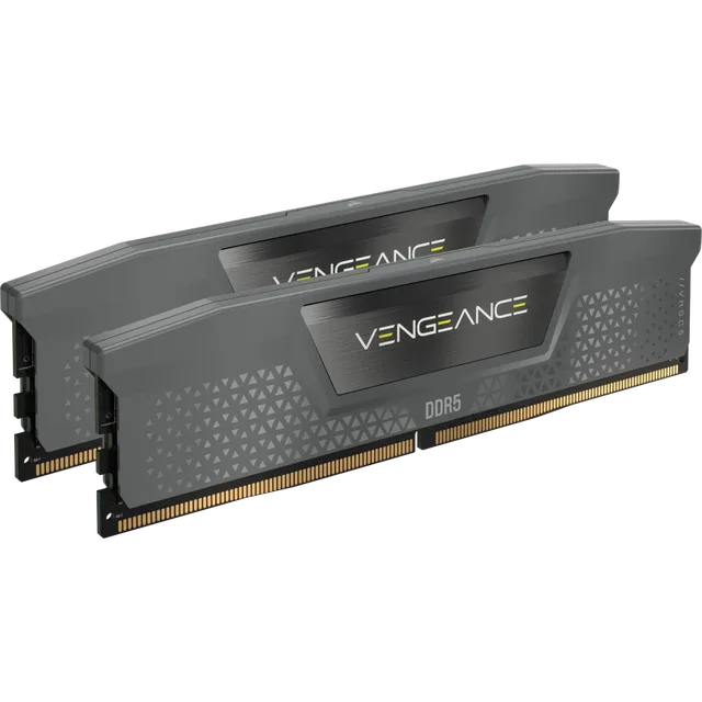 Corsair Vengeance 64 GB (2x32 GB) DDR5-5600 CL40, vista lateral do kit com 2 módulos de 32 GB