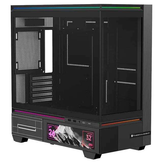 Gabinete Thermalright TL-M10 Vision, preto, vista frontal e lateral