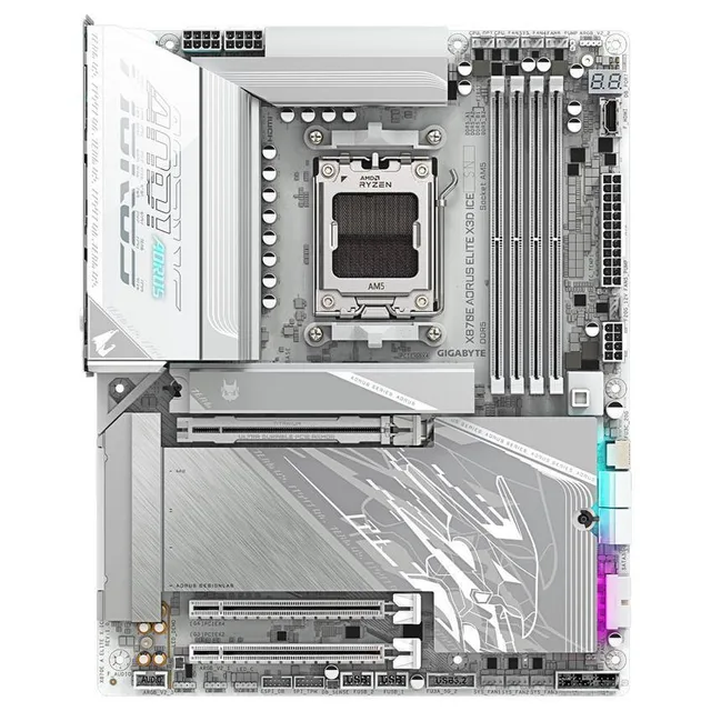 Placa-mãe Gigabyte X870E Aorus Elite X3D ICE, vista principal