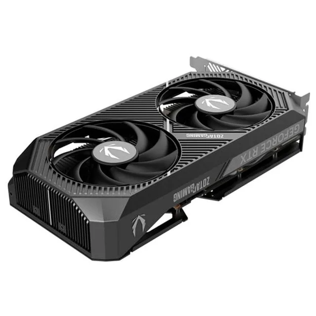 Placa de vídeo Zotac GeForce RTX 5060 Twin Edge OC, 8 GB, vista frontal das ventoinhas