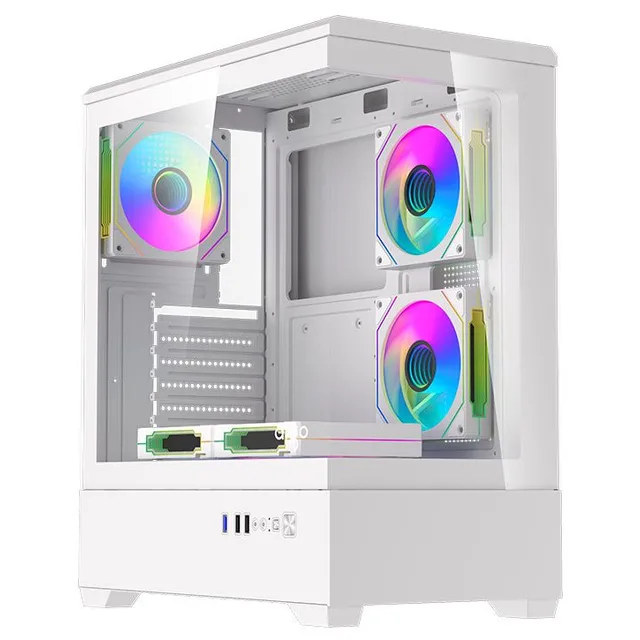 Gabinete Aigo DarkFlash C365 branco, vista frontal e lateral