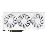 Placa de vídeo XFX Swift Radeon RX 9070 GRE White 12 GB, 12 GB, vista frontal das ventoinhas