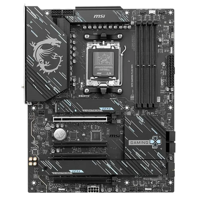 Placa-mãe MSI X870 GAMING PLUS WIFI, vista frontal, sem perspectiva