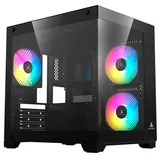 Gabinete Acegeek Gimli, preto, vista frontal e lateral