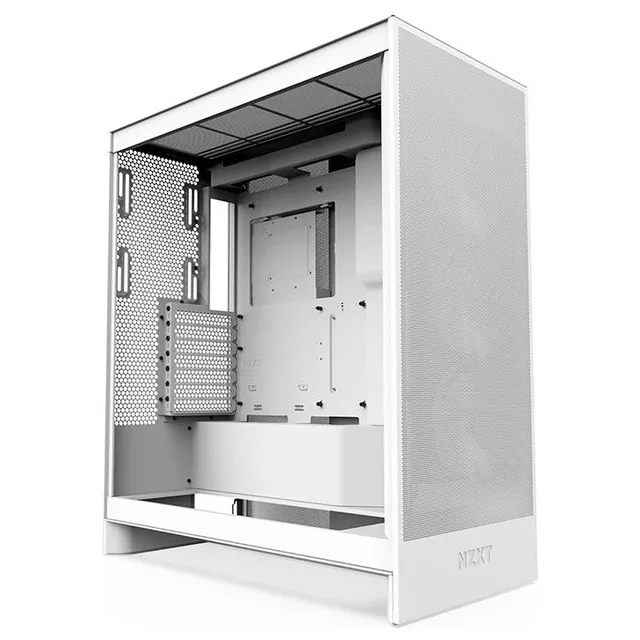 Gabinete NZXT H7 Flow, branco, vista frontal e lateral