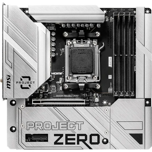 Placa-mãe MSI B650M PROJECT ZERO, vista frontal, sem perspectiva