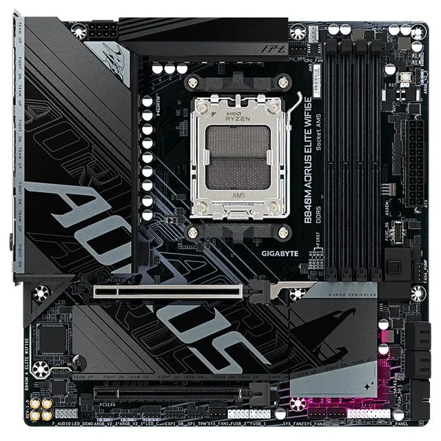 Placa-mãe Gigabyte B840M Aorus Elite WiFi6E, vista frontal