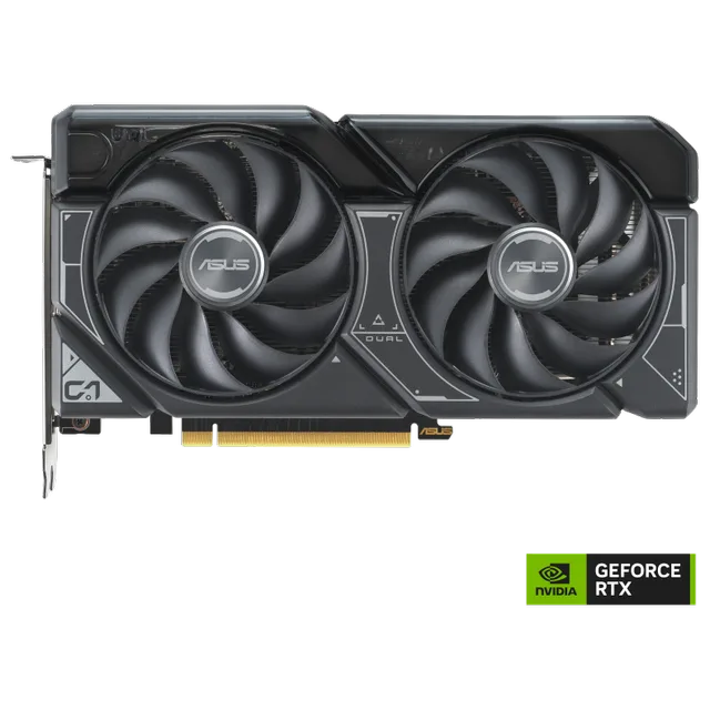 ASUS Dual GeForce RTX 4060 OC Edition 8GB, vista frontal das ventoinhas