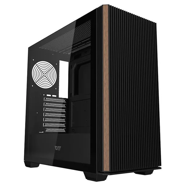 Gabinete Aigo Darkflash DS900WS na cor preto, vista frontal e lateral