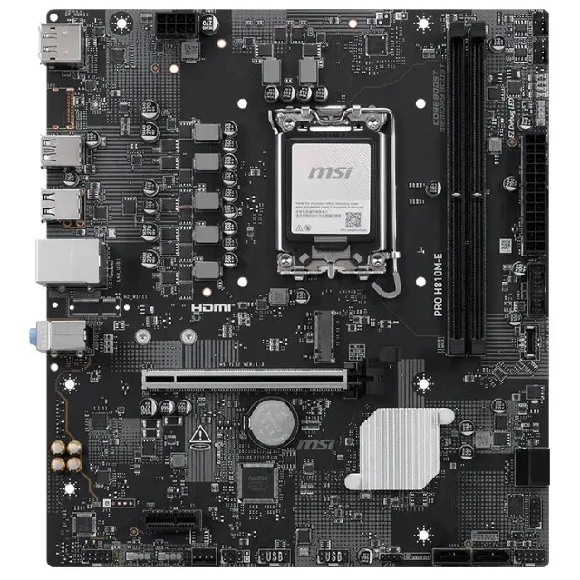 Placa-mãe MSI PRO H810M-E, vista frontal, sem perspectiva