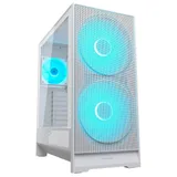 Gabinete Cougar Airface 180 branco, vista frontal e lateral