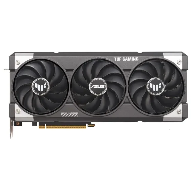 ASUS TUF Gaming GeForce RTX 5060 Ti 16GB GDDR7 OC Edition, vista frontal das ventoinhas.