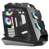 Gabinete Acegeek Vortex na cor preto, vista frontal e lateral
