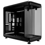 Gabinete Cooler Master Masterframe 360 Panorama, preto, vista frontal e lateral