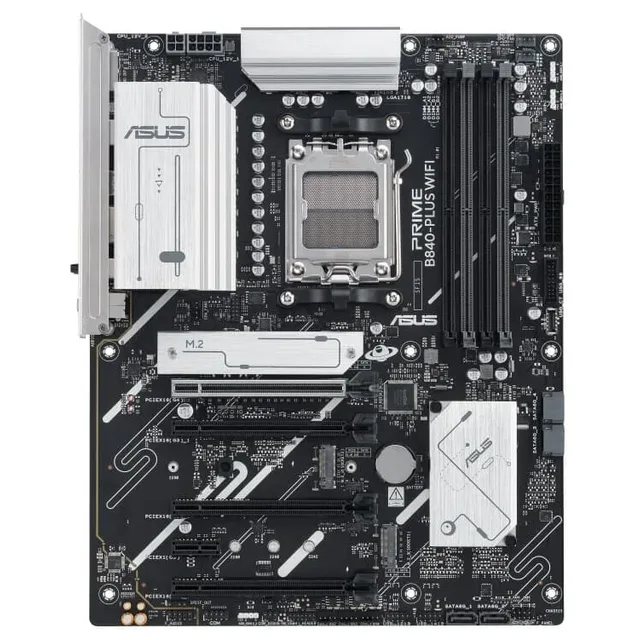 Placa-mãe ASUS PRIME B840-PLUS WIFI, vista frontal, sem perspectiva