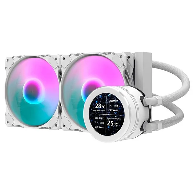 Cooler Aigo Darkflash DN240S, branco, vista em perspectiva.