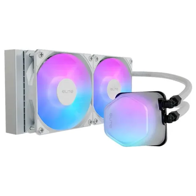 Cooler Cooler Master Elite Liquid 240, branco, vista em perspectiva.