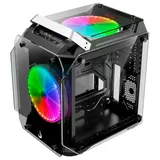 Gabinete Rise Mode Zeus Glass 02 Black Argb, vista frontal e lateral