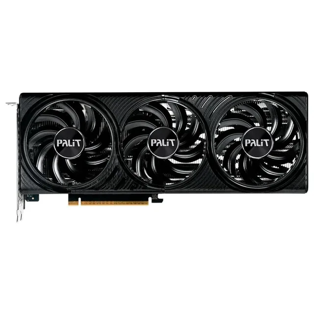 Palit GeForce RTX 5060 Ti Infinity 3 16GB, placa sem embalagem com o lado das ventoinhas visível
