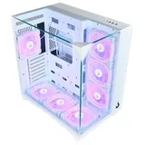 Gabinete Rise Mode Galaxy Full Glass White, vista frontal e lateral