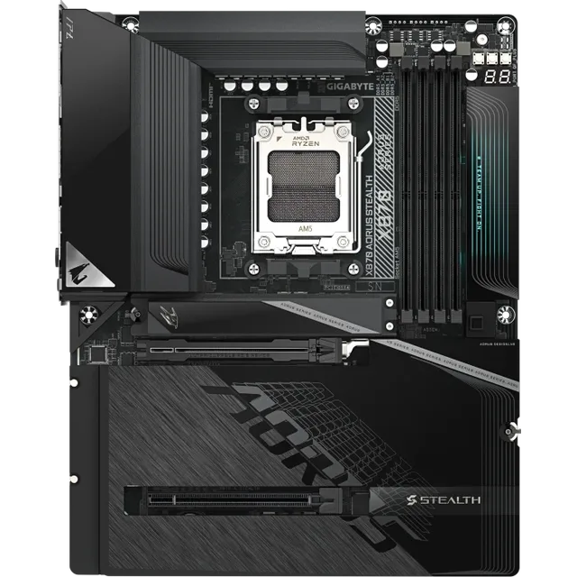 Placa-mãe Gigabyte X870 Aorus Stealth, vista principal