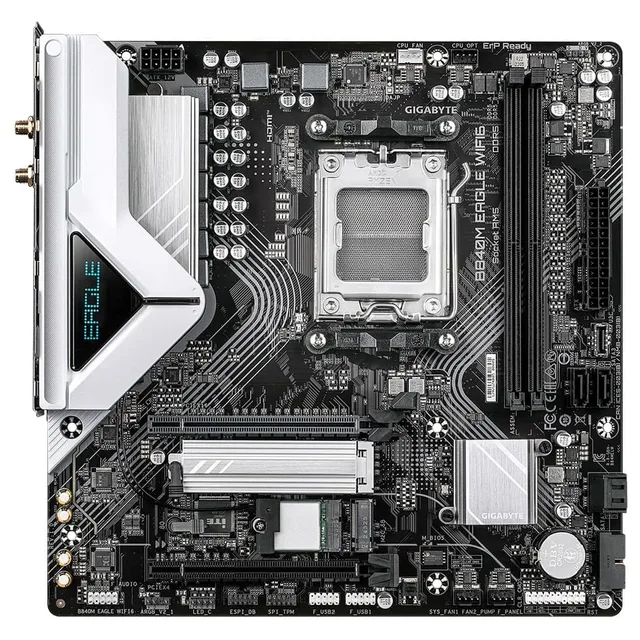 Placa-mãe Gigabyte B840M EAGLE WIFI6, vista frontal, sem perspectiva